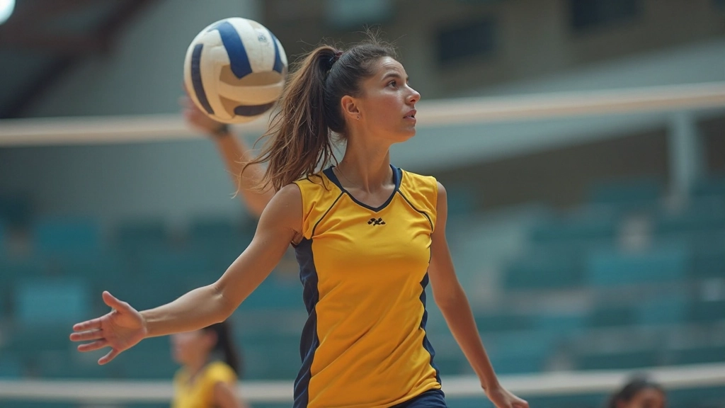 لاعب كرة طائرة يقوم بتمرير الكرة بدقة في الملعب