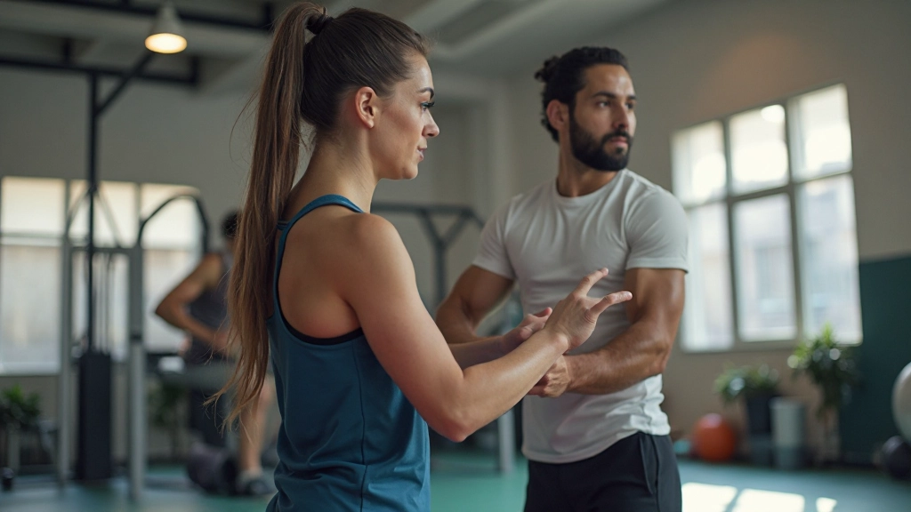 مدرب لياقة بدنية يساعد لاعب كرة طائرة على تحسين المرونة والقوة